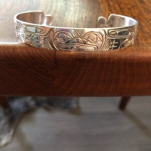 Handmade NW Coastal sterling silver cuff bracelet